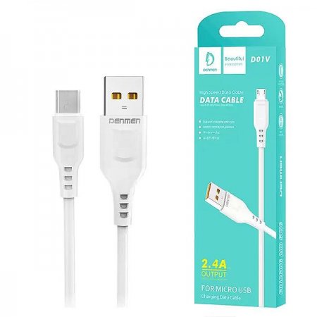 DENMEN D01V Cable USB Data and Fast Charger Micro 1m For Android - White